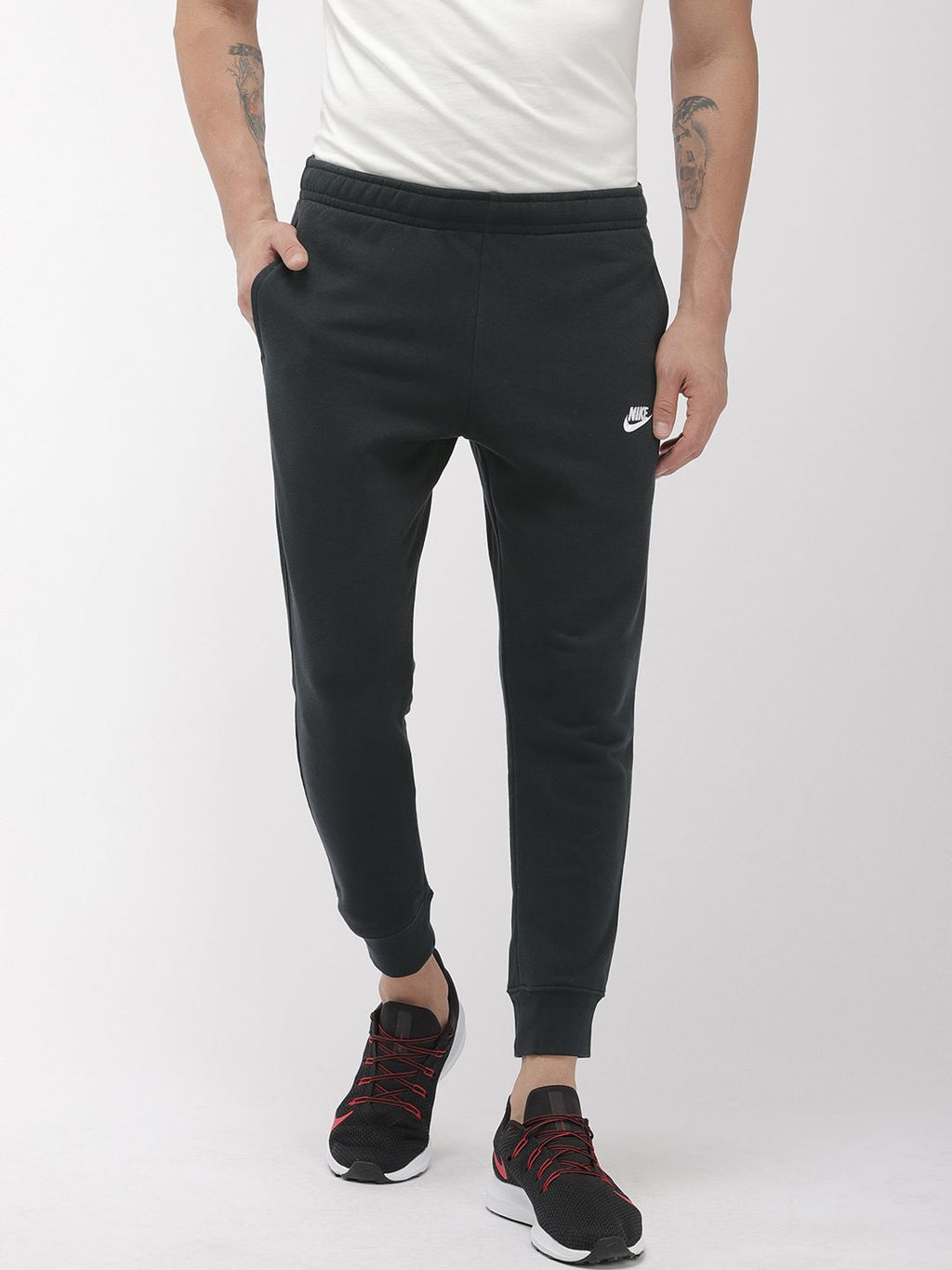  Nike Men Black French Terry NSW CLUB Solid Joggers