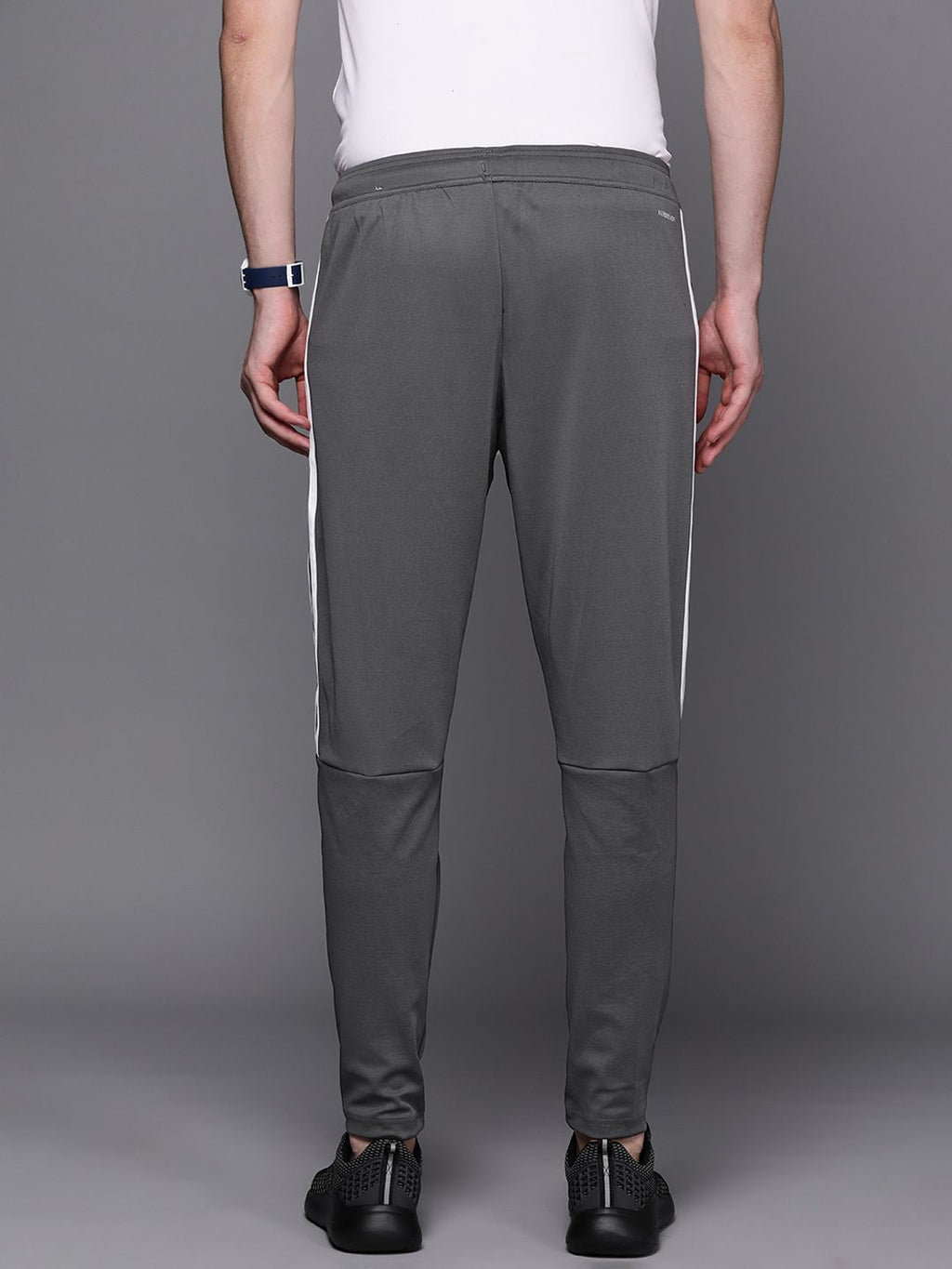  ADIDAS Men Grey Three-Striped Slim Tapered Track Pants