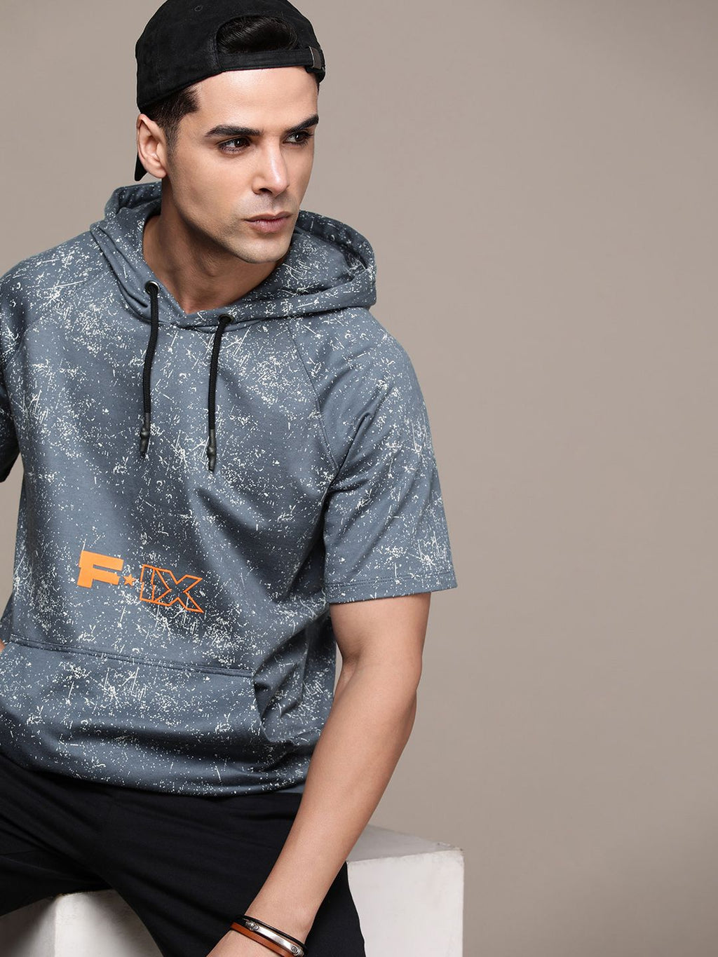  FORCE IX Pure Cotton Printed Hooded Sweatshirt