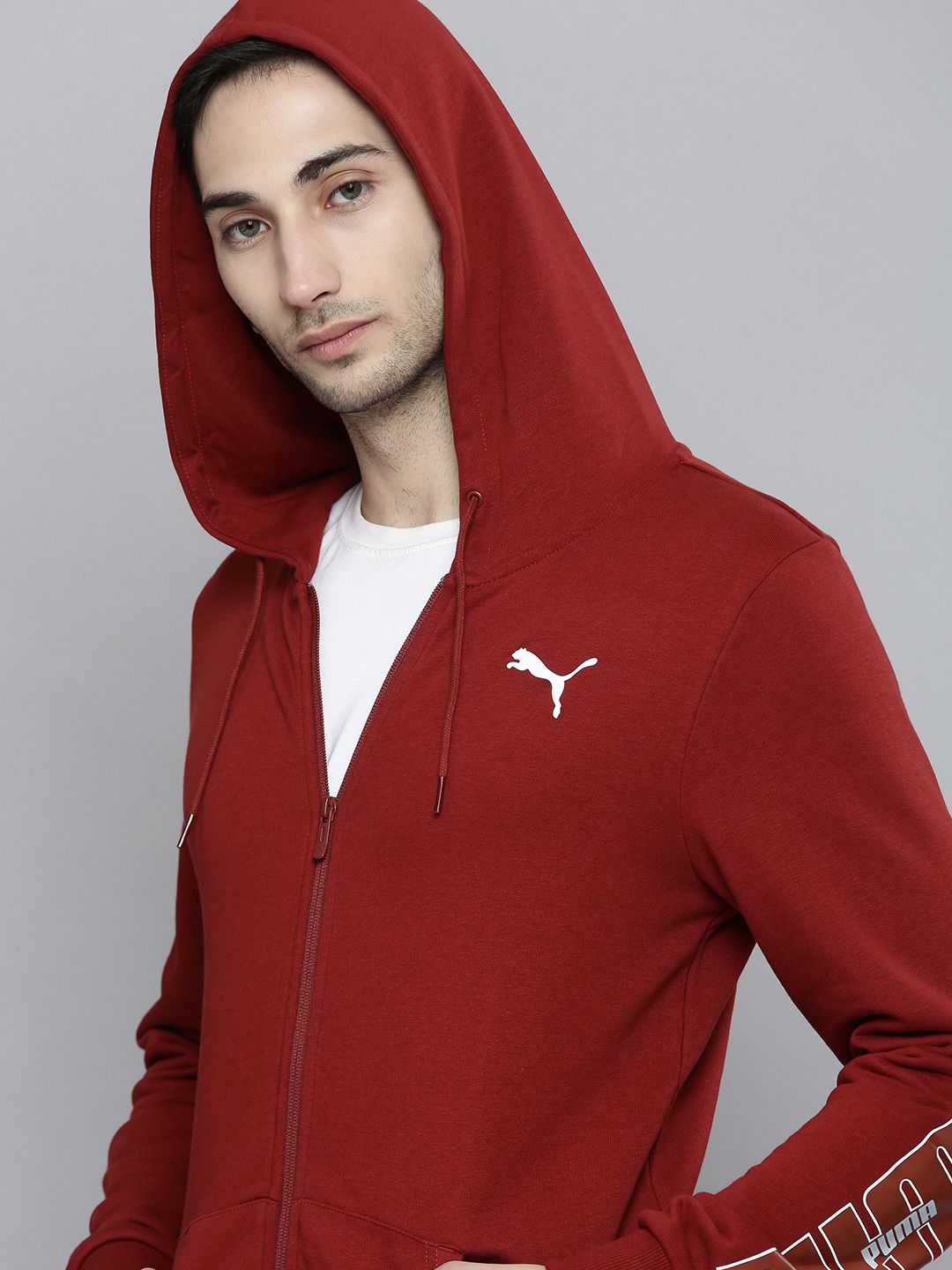 Puma Men Red Hooded Slim Fit Sweatshirt