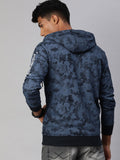  WROGN Men Navy Blue Slim Fit Printed Hooded Sweatshirt