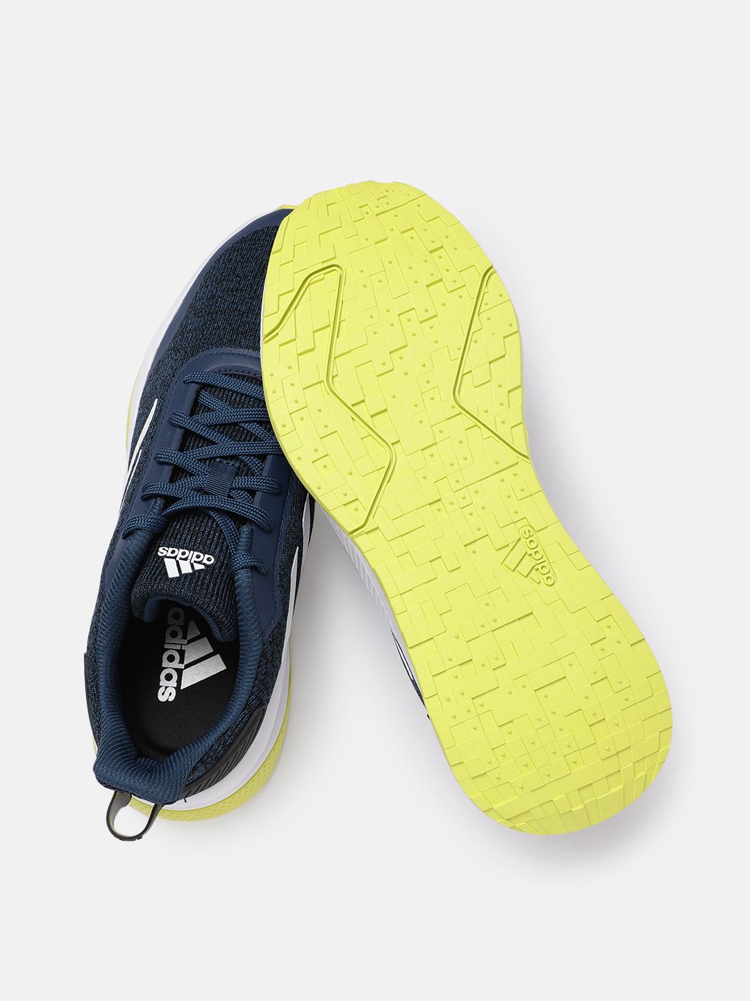  ADIDAS Men Navy Blue & White Woven Design Run Steady Shoes