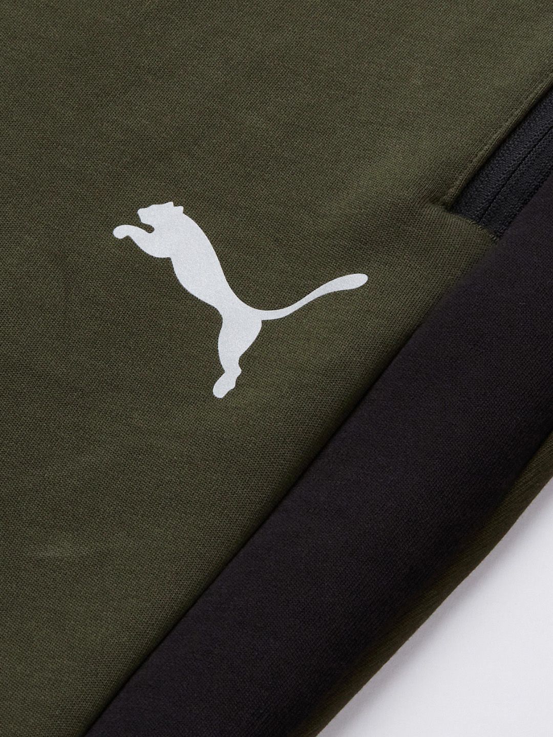  Puma Men Olive Green & Black Colourblocked DryCELL Slim Fit Track Pants