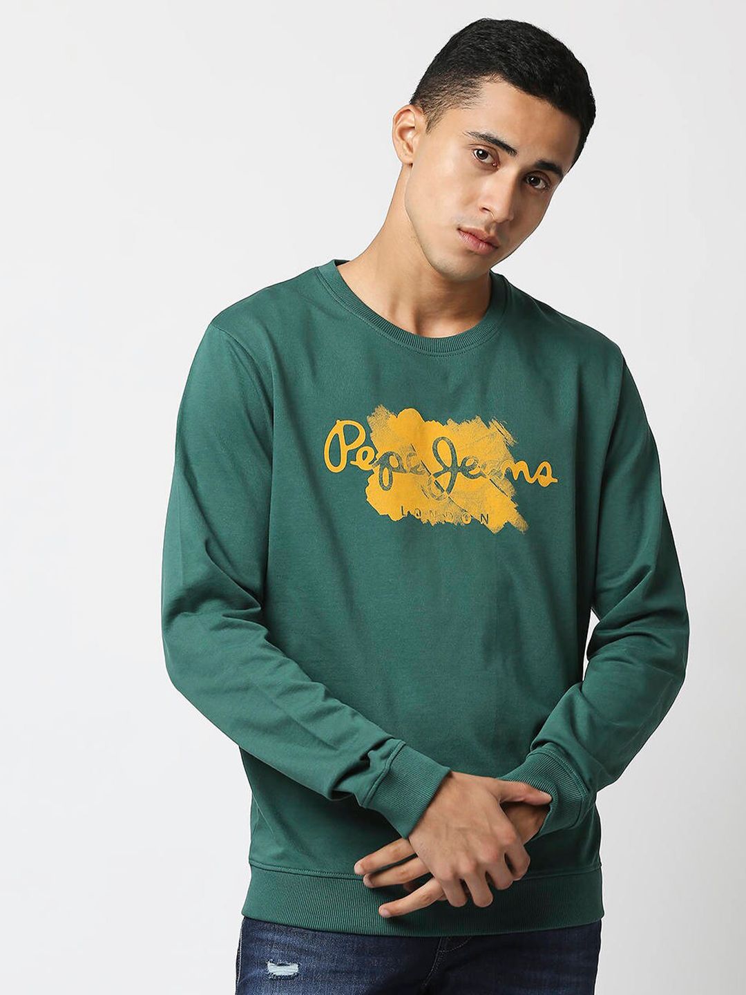  Pepe Jeans Men Green Printed Sweatshirt