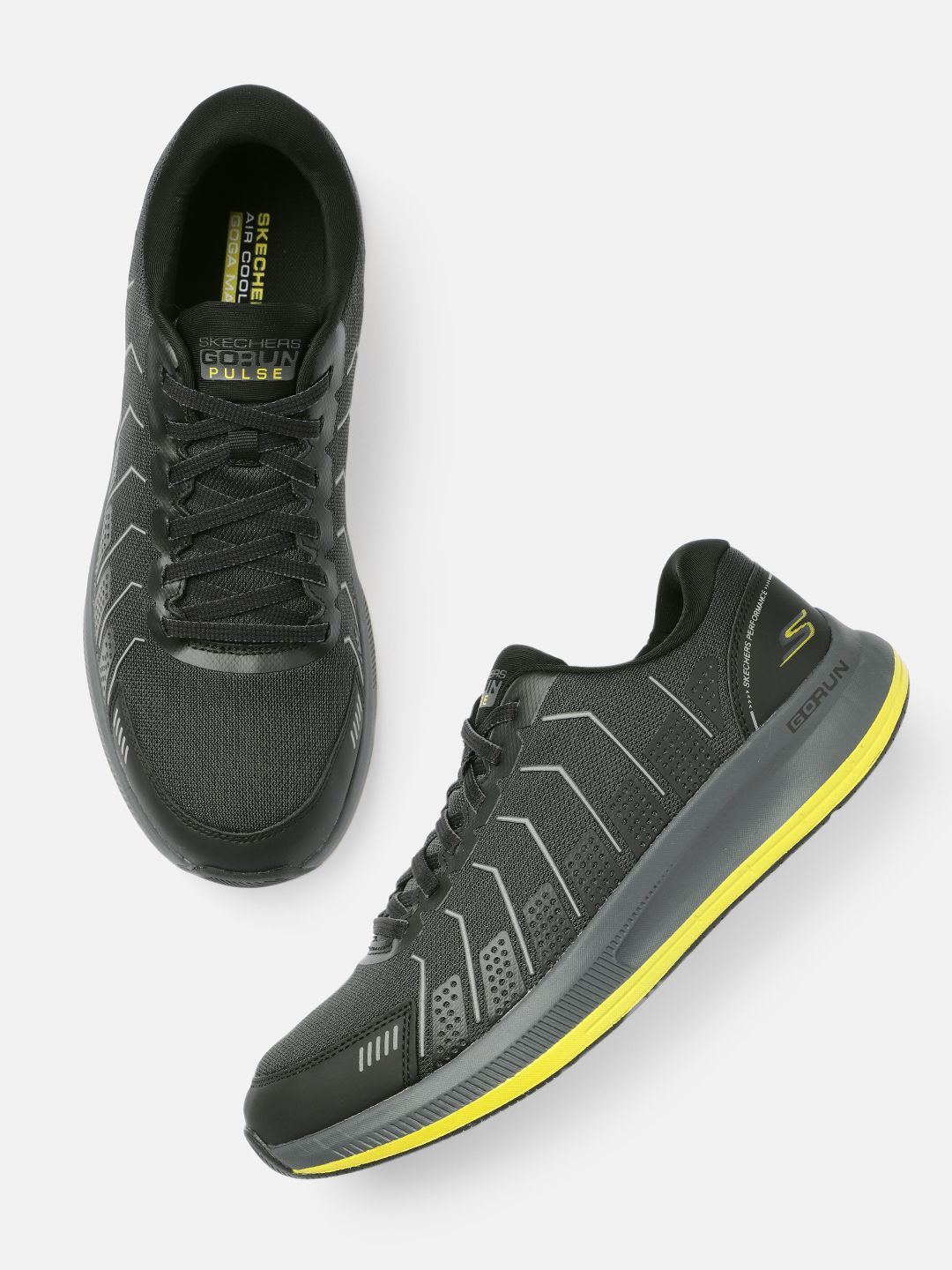  Skechers Men Black GO RUN PULSE-ALANINE Running Shoes