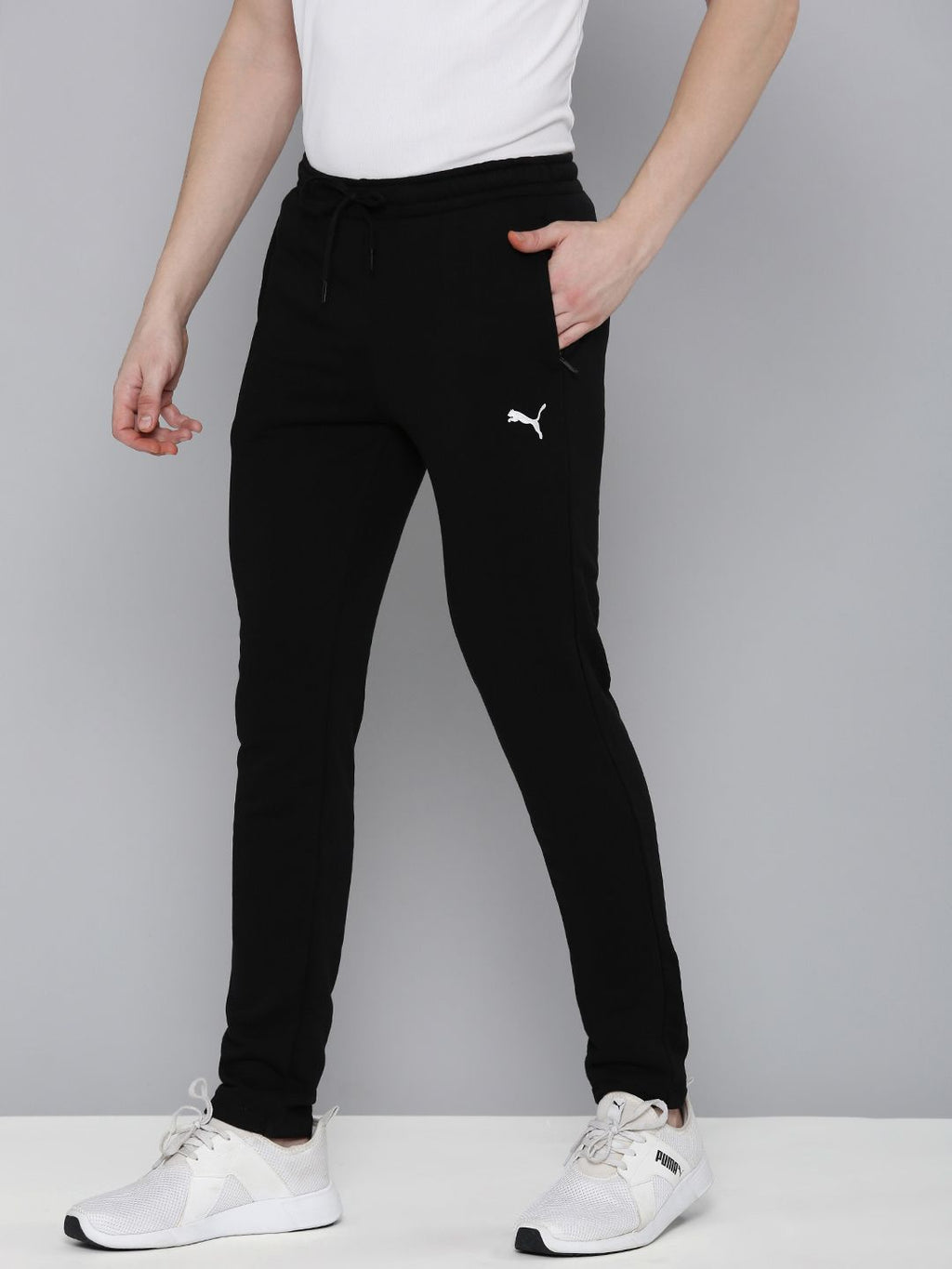  Puma Men Solid Slim Fit Zippered Knitted Track Pants