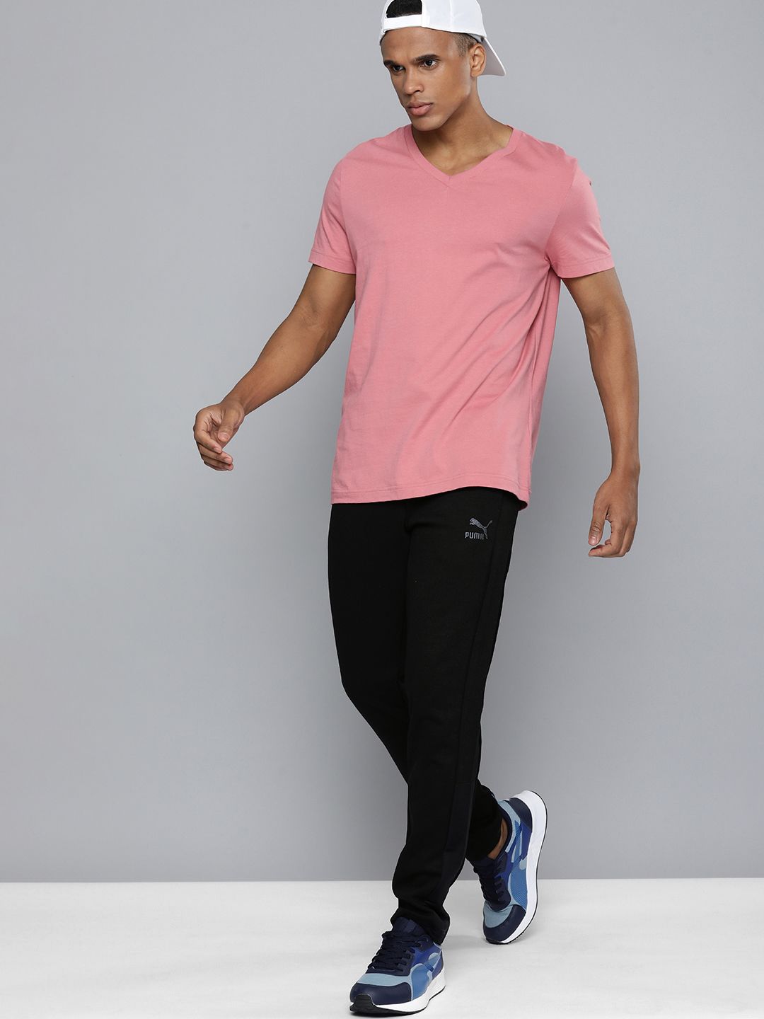  Puma Men Black Solid Slim Fit Overlay Track Pants