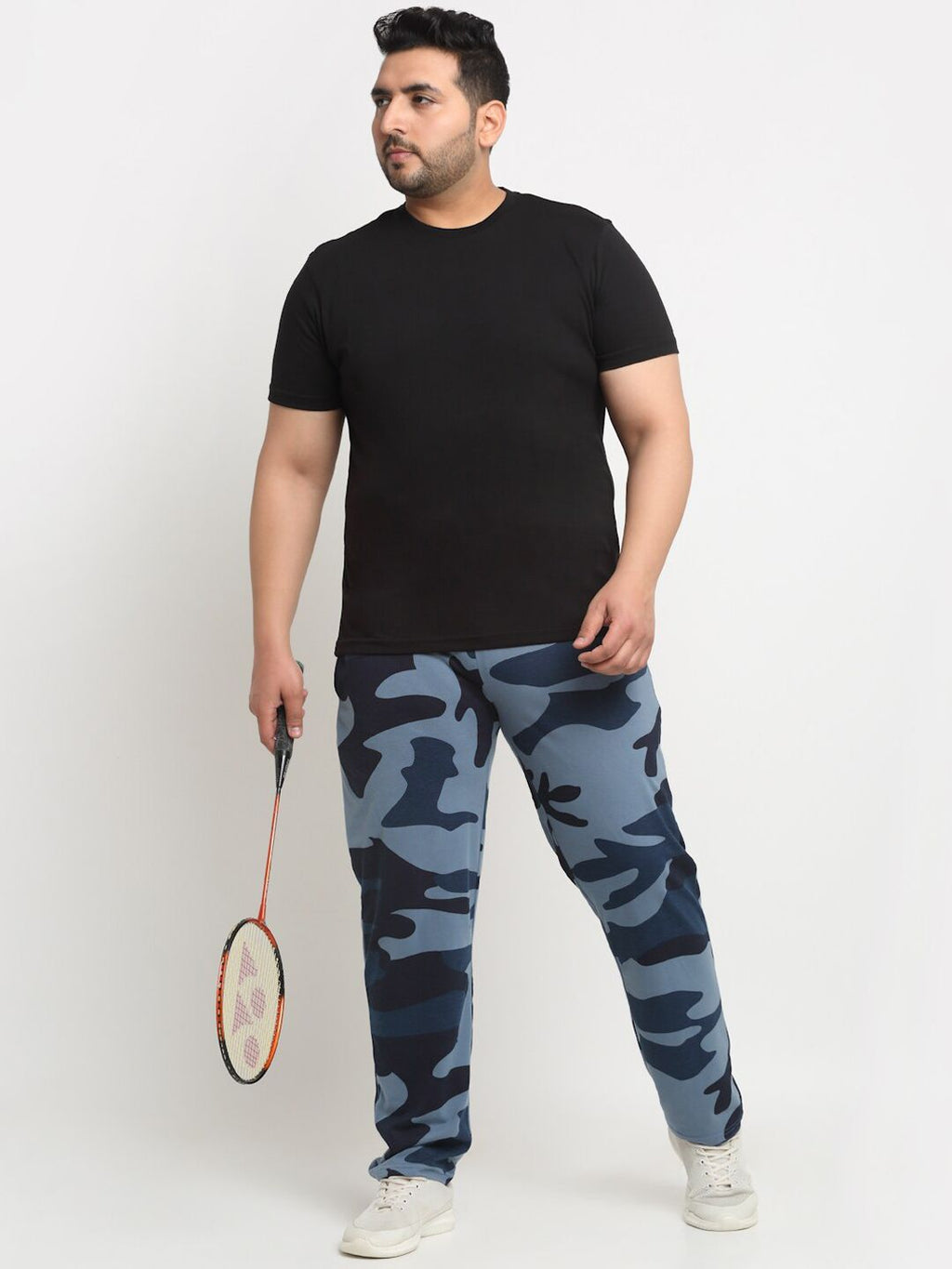  PlusS Men Plus Size Camouflage Printed Straight Cotton Track Pants