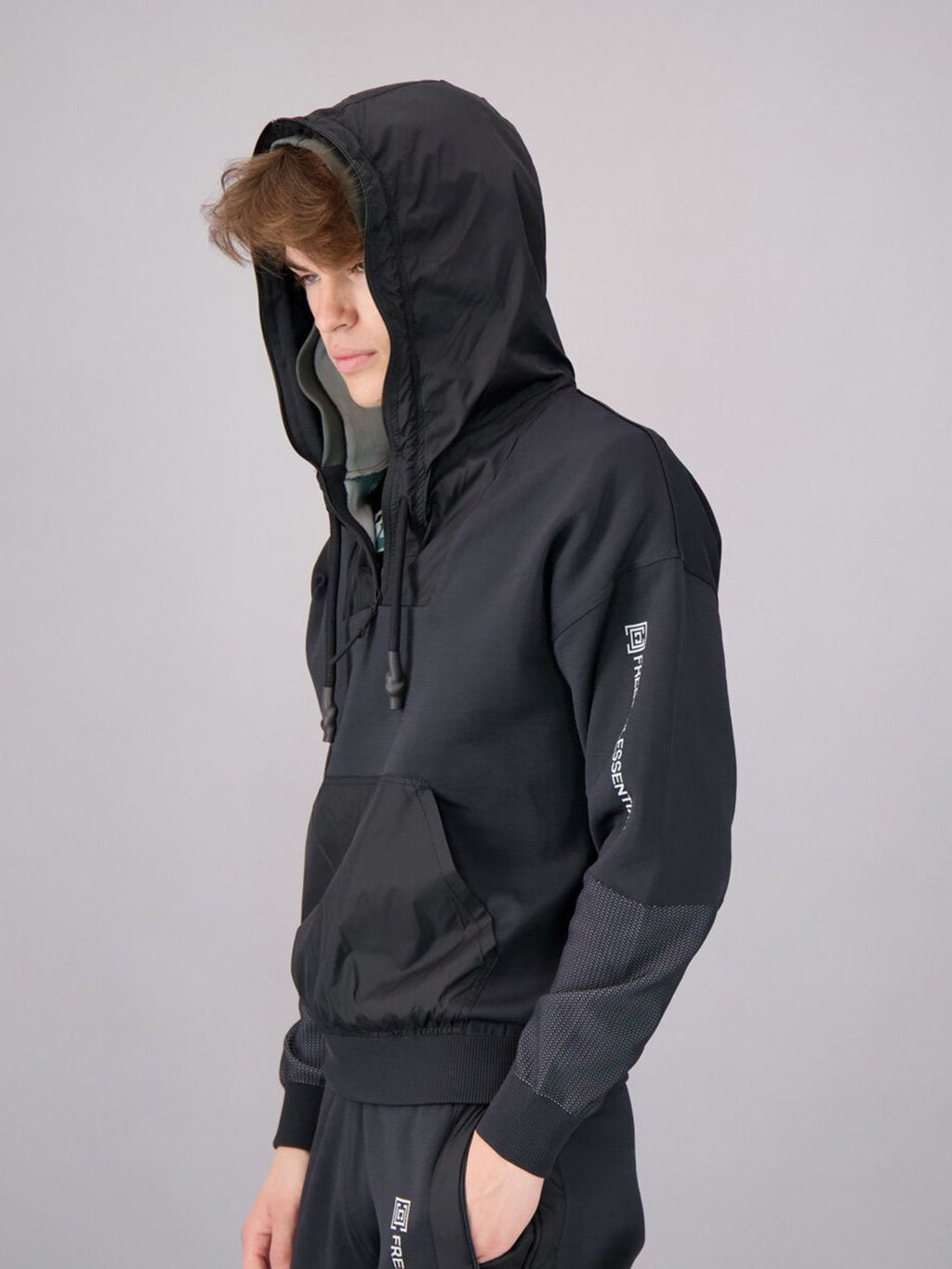  FREESOUL Men Black Printed Hooded Sweatshirt