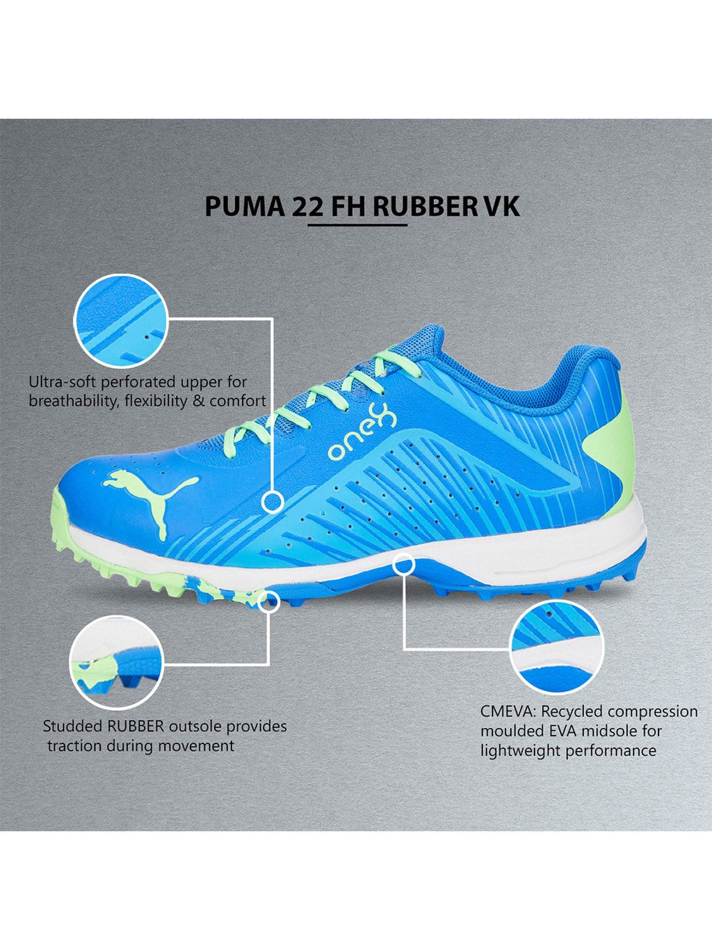  Puma Men Blue 22 FH Rubber Cricket Shoes
