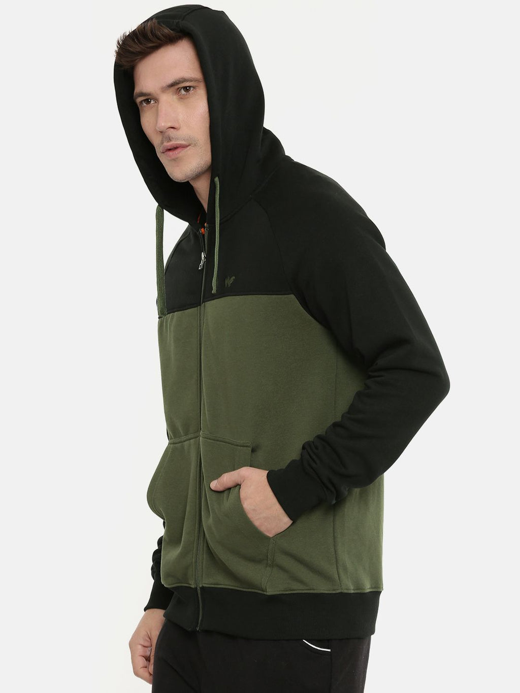  Wildcraft Men Olive Green & Black Colourblocked Sweatshirt