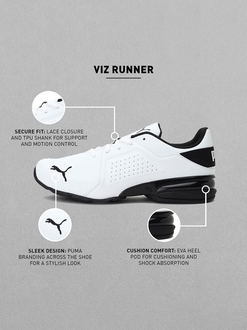  Puma Men White Running Shoes