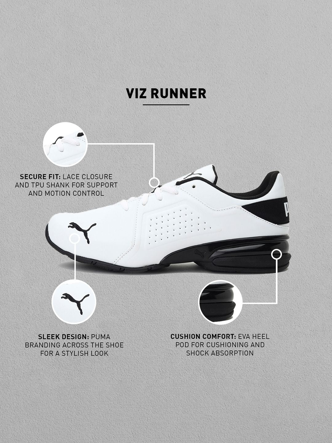  Puma Men White Running Shoes