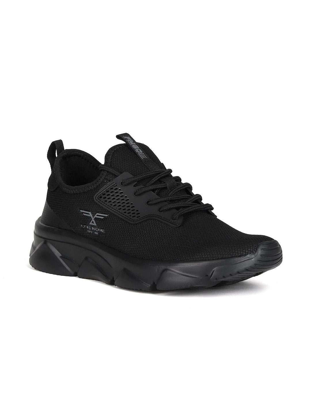  Flying Machine Men Black Mesh Walking Shoes