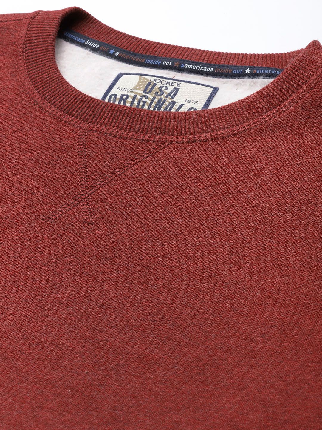  Jockey Men Maroon Melange Super Combed Cotton Rich Sweatshirt