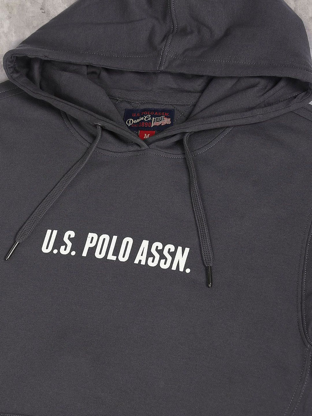  U.S. Polo Assn. Denim Co. Men Black Printed Hooded Pure Cotton Sweatshirt