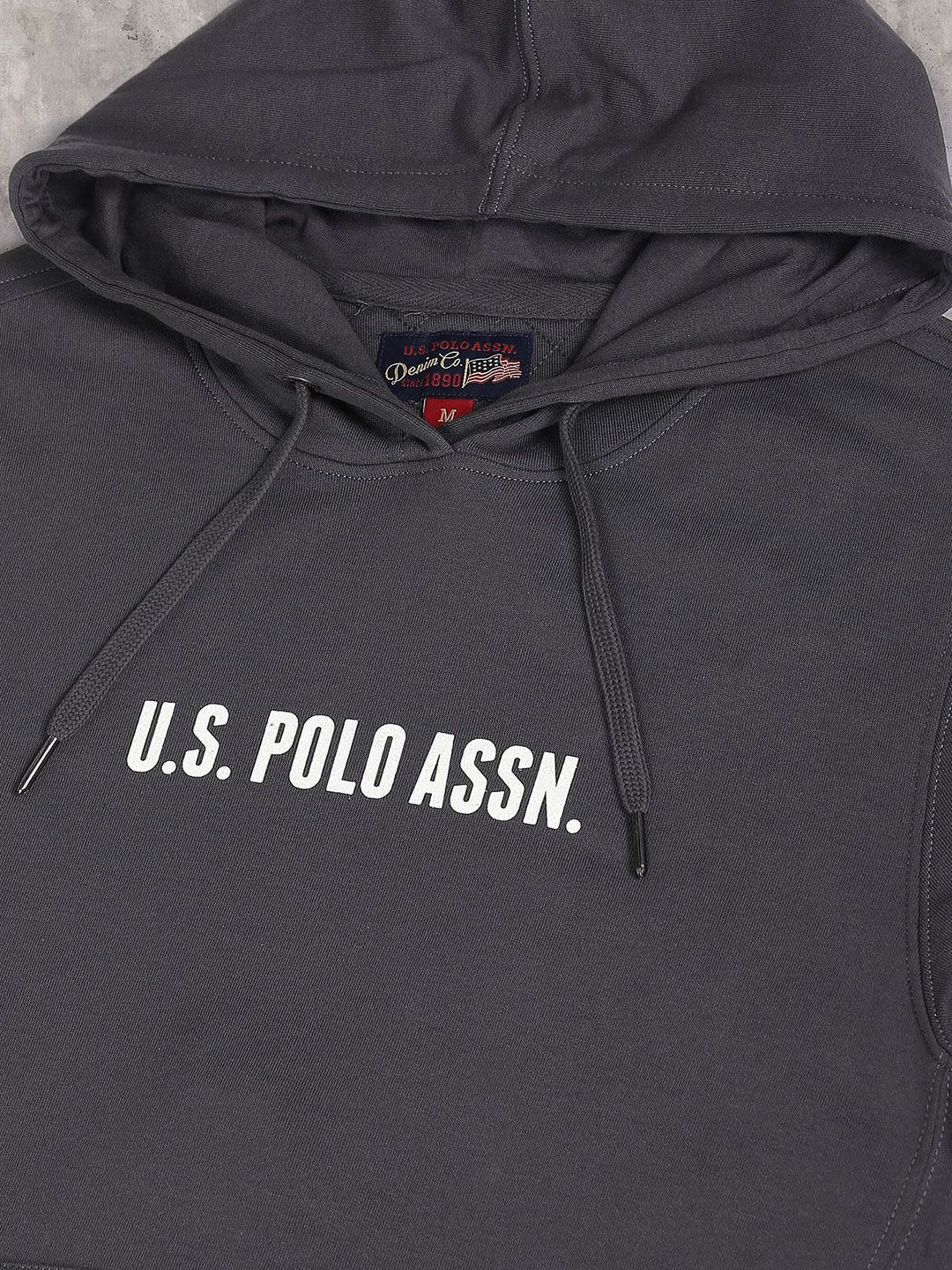  U.S. Polo Assn. Denim Co. Men Black Printed Hooded Pure Cotton Sweatshirt