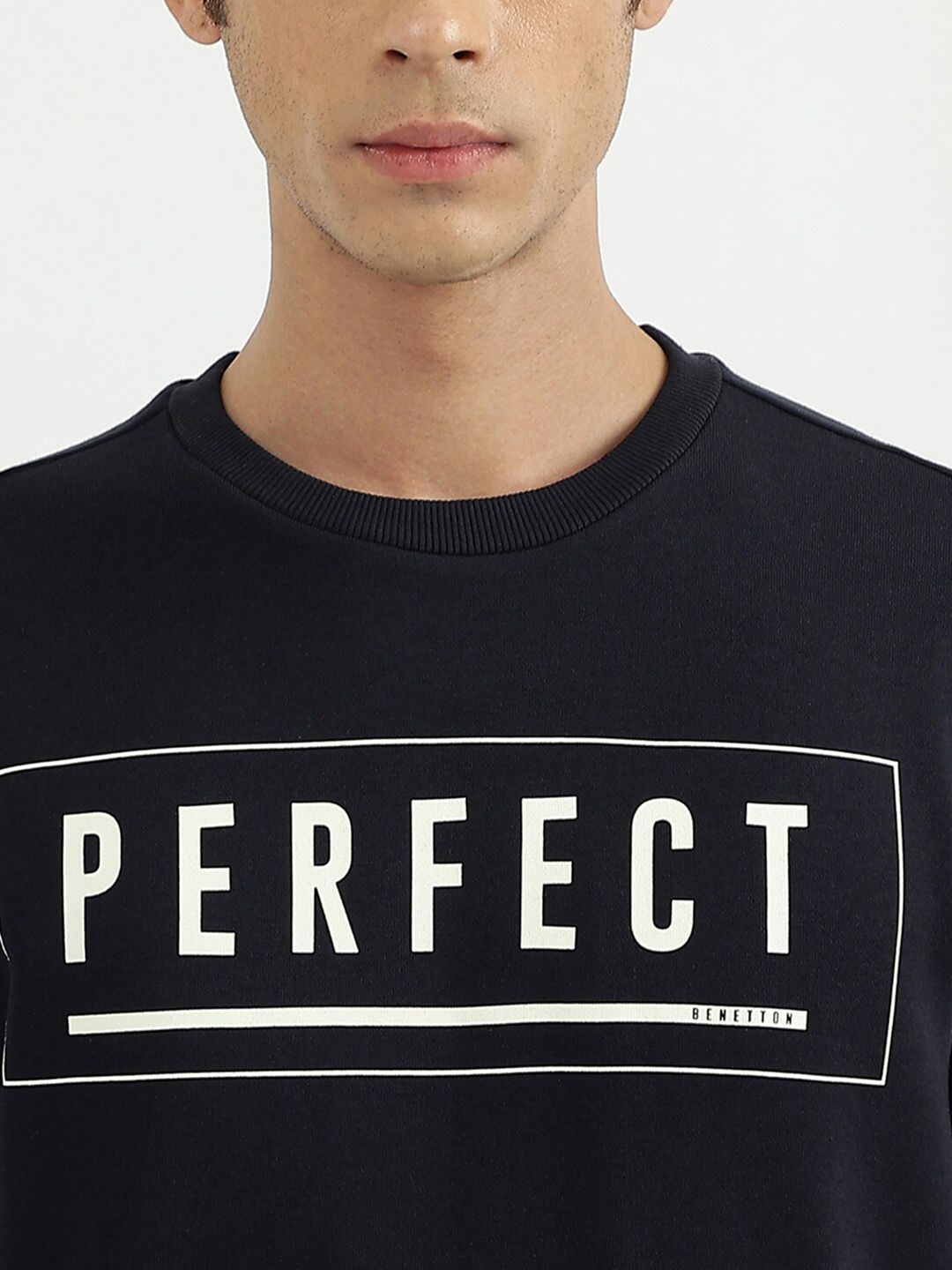  United Colors Of Benetton Men Navy Blue Printed Sweatshirt