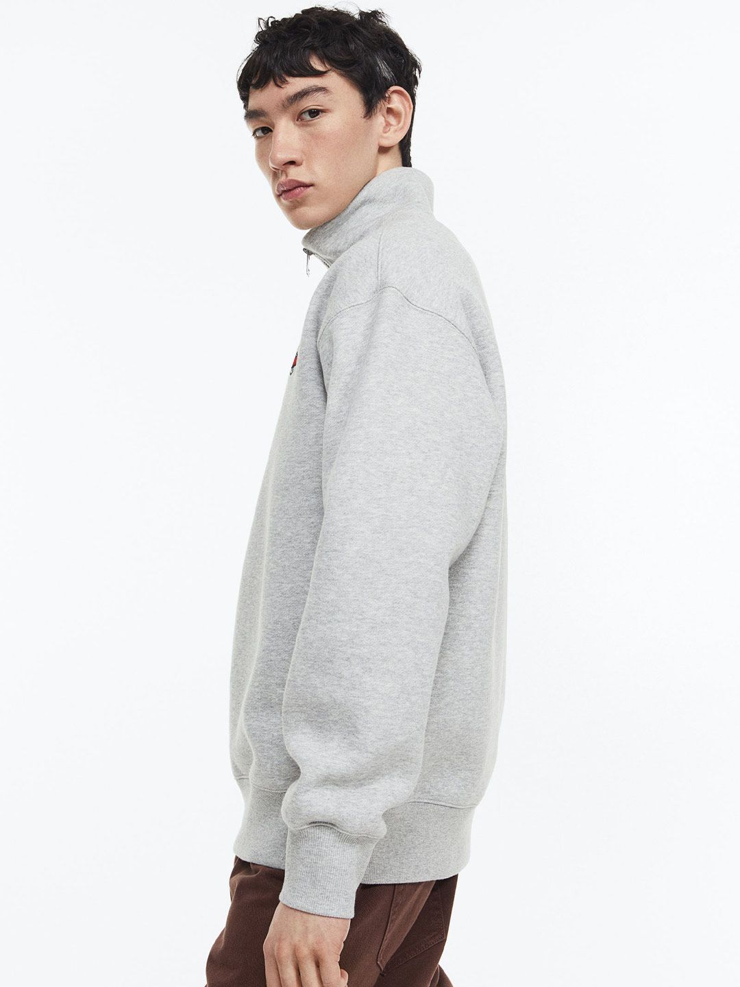  H&M Men Printed Relaxed Fit Zip-Top Sweatshirt
