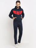  WILD WEST Men Navy Blue Hooded Tracksuit