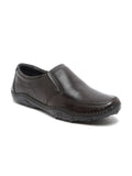  MUTAQINOTI Men Brown Solid Leather Formal Slip-On Shoes