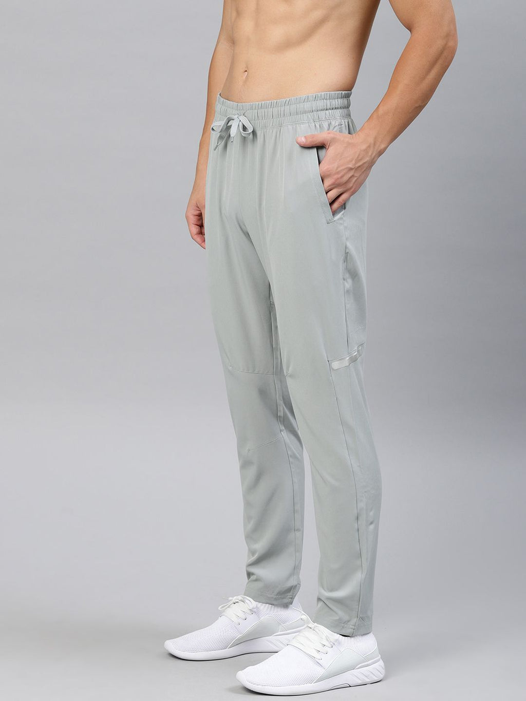  HRX By Hrithik Roshan Men Grey Melange Solid Slim Fit Rapid-Dry Running Track Pants