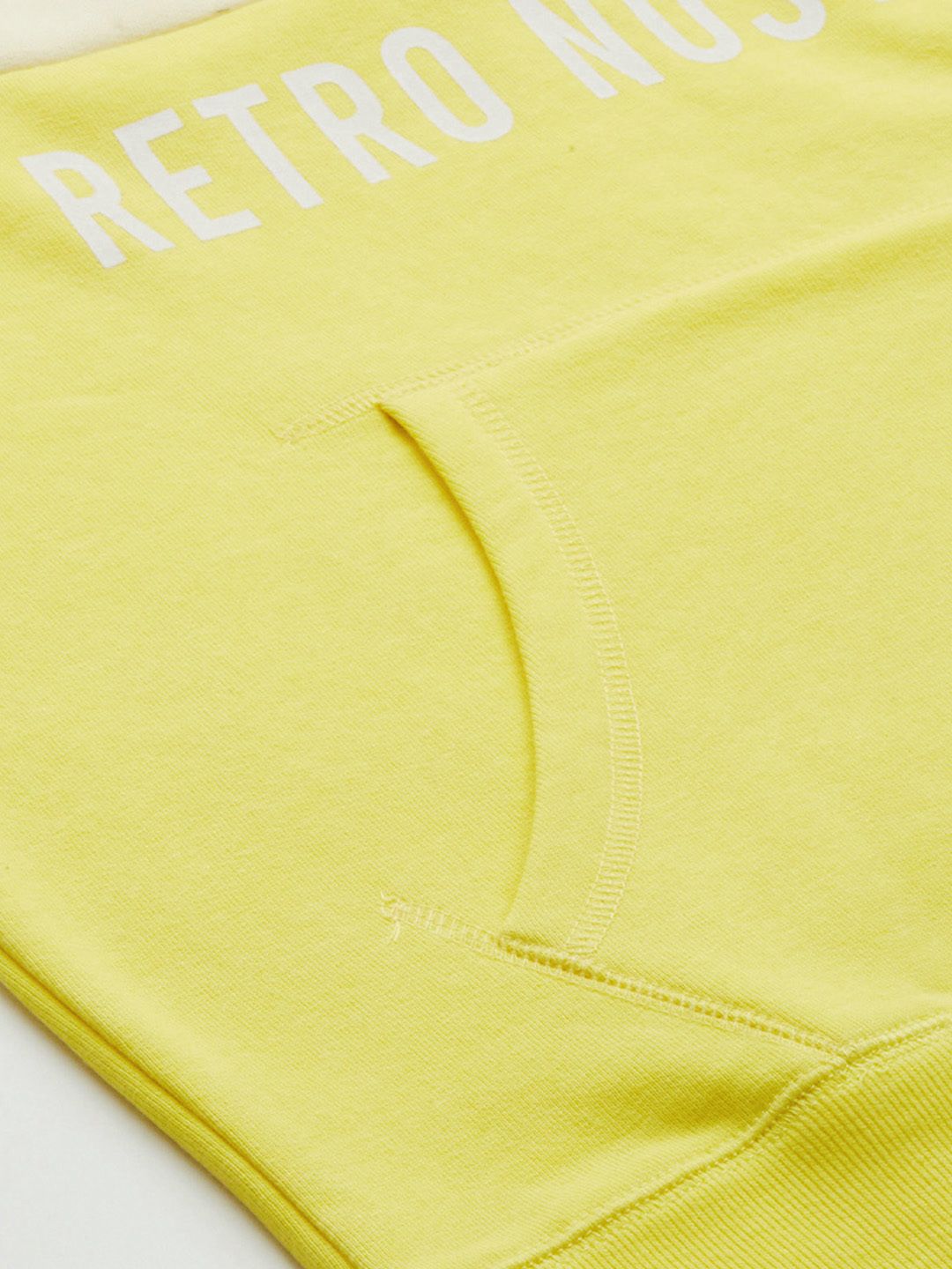  Flying Machine Men Yellow Colourblocked Hooded Sweatshirt With Minimal Print Detail