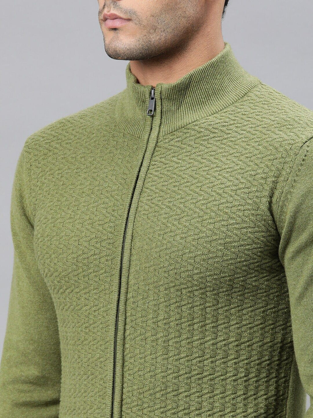  RARE RABBIT Men Green Textured Sweatshirt