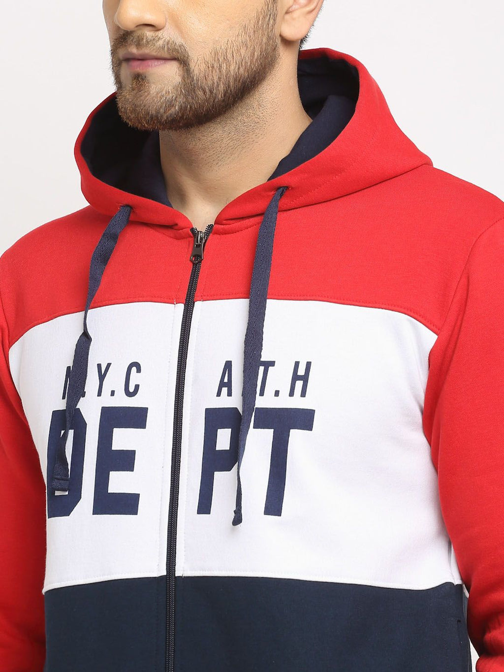  WILD WEST Men Navy Blue & Red Colourblocked Cotton Tracksuits