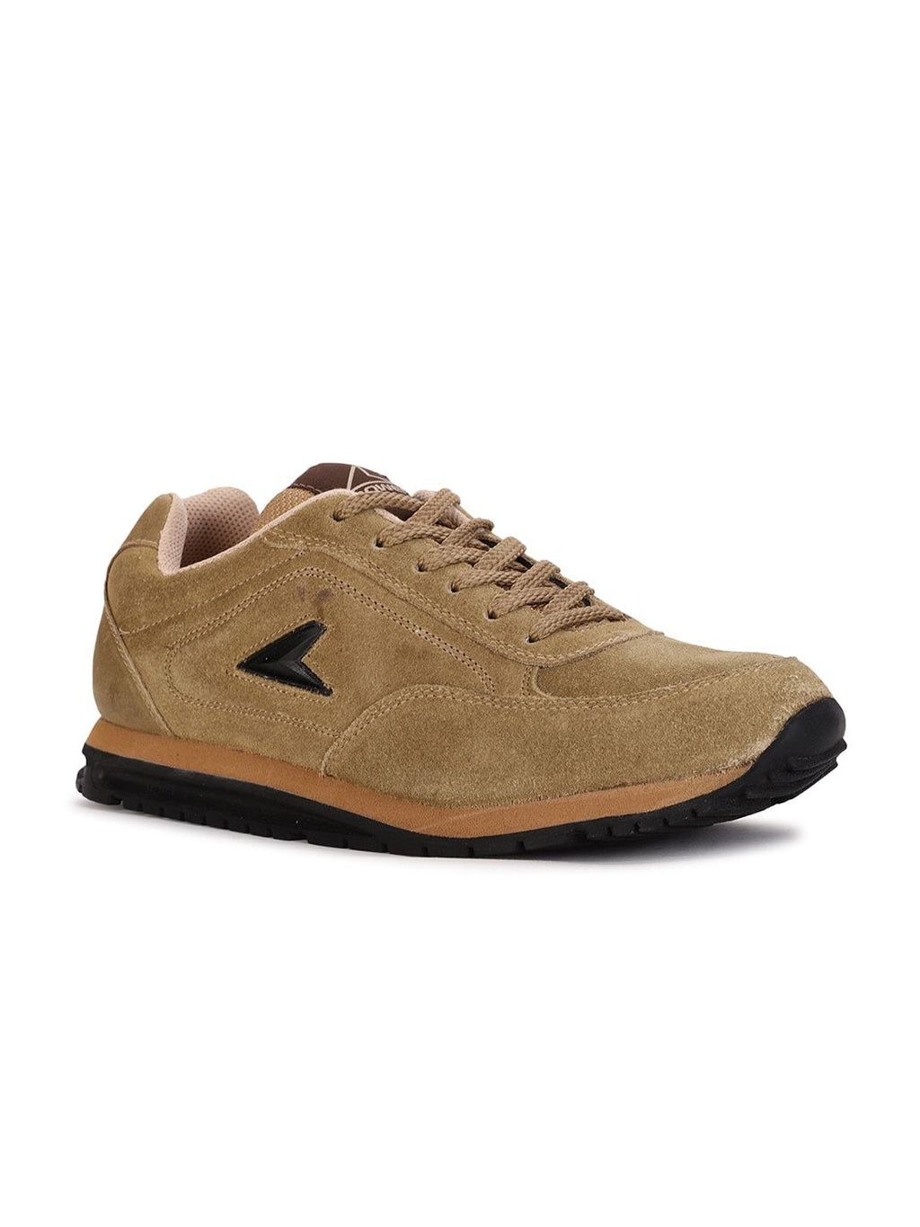  Power Men Beige Leather Running Non-Marking Shoes