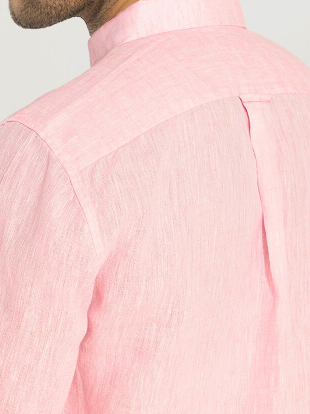  Snitch Pink Classic Slim Fit Linen Casual Shirt