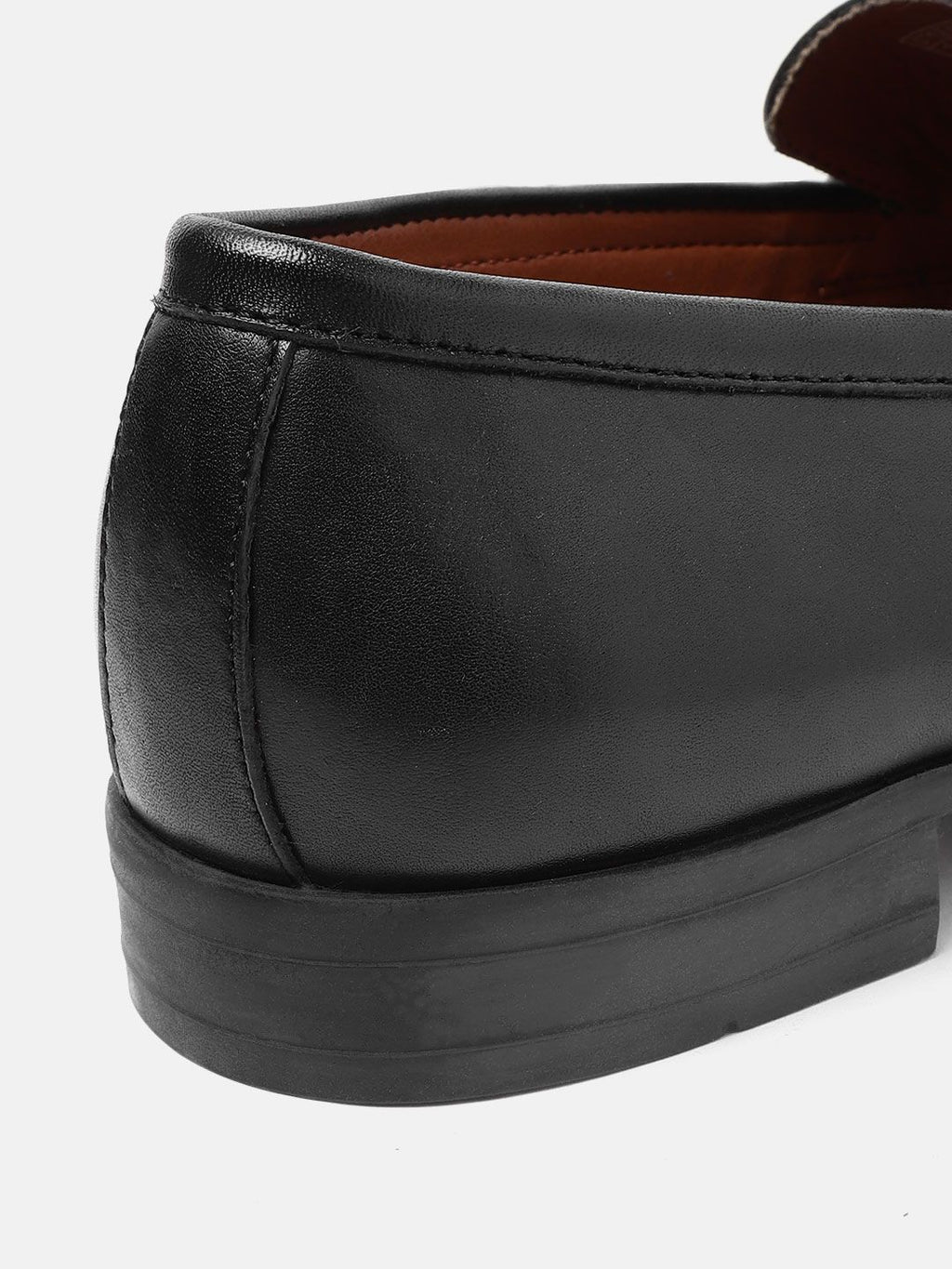  Louis Philippe Men Black Leather Formal Slip-Ons