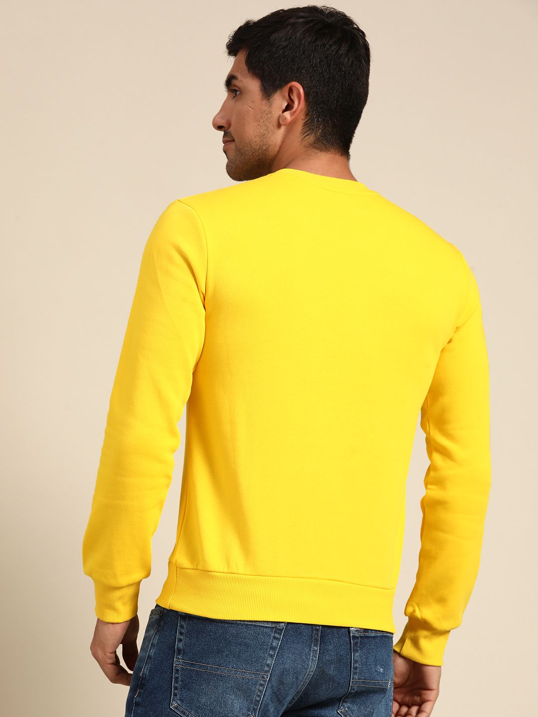  United Colors Of Benetton Men Yellow Brand Logo Print Sweatshirt