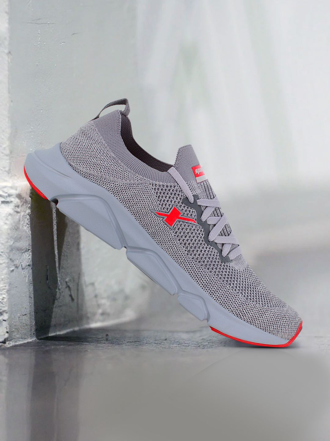  Sparx Men Grey Mesh Running Non-Marking Shoes
