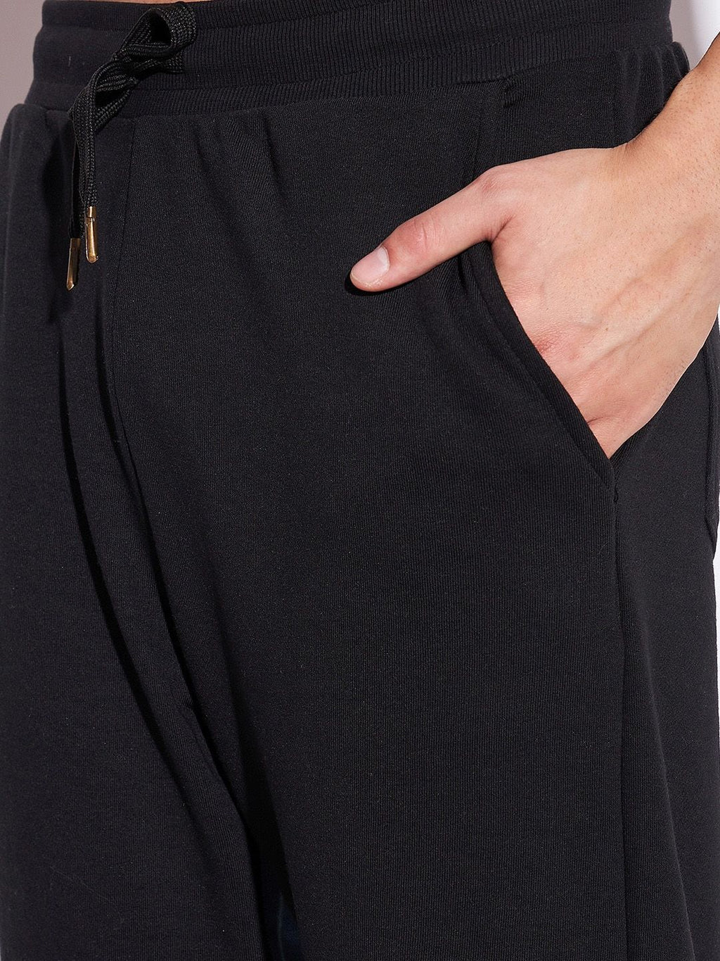  FUGAZEE Black Men Colourblocked Pure Cotton Flared Fit Track Pants