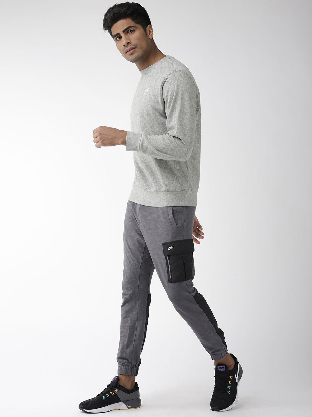  Nike Men Grey Melange Solid Standard Fit AS NSW CLUB CRW FT Sweatshirt