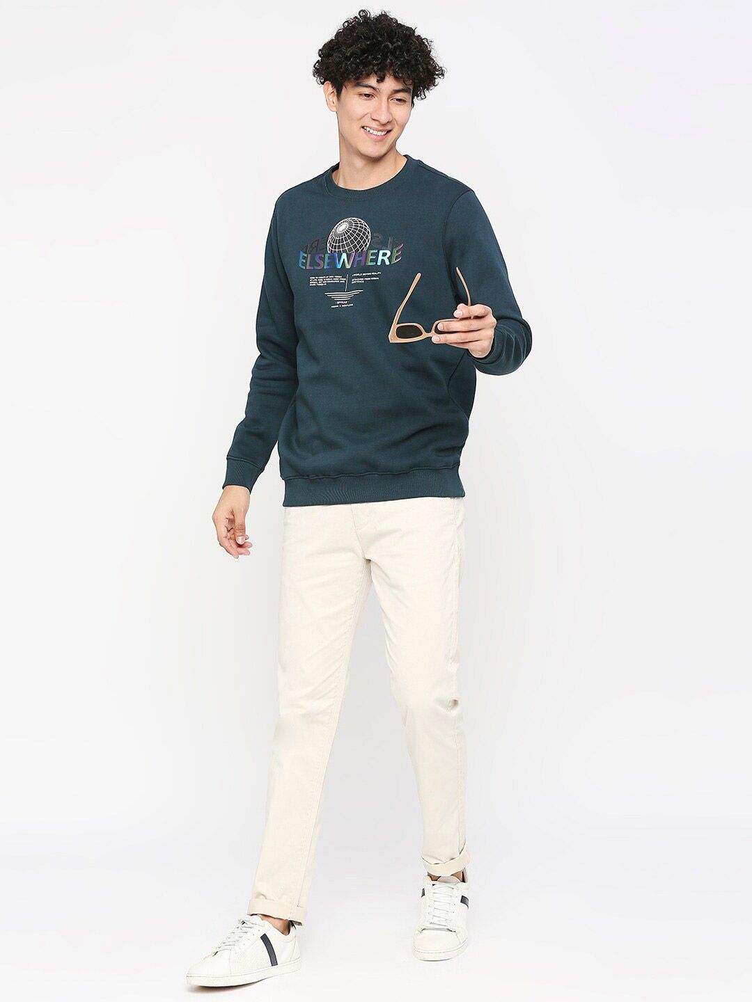  SPYKAR Graphic Printed Cotton Sweatshirt