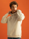  DeFacto Men Cream-Coloured Printed Hooded Sweatshirt