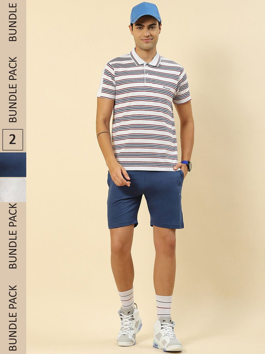  Monte Carlo Pack Of 2 Striped T-shirt With Shorts & Track Pant