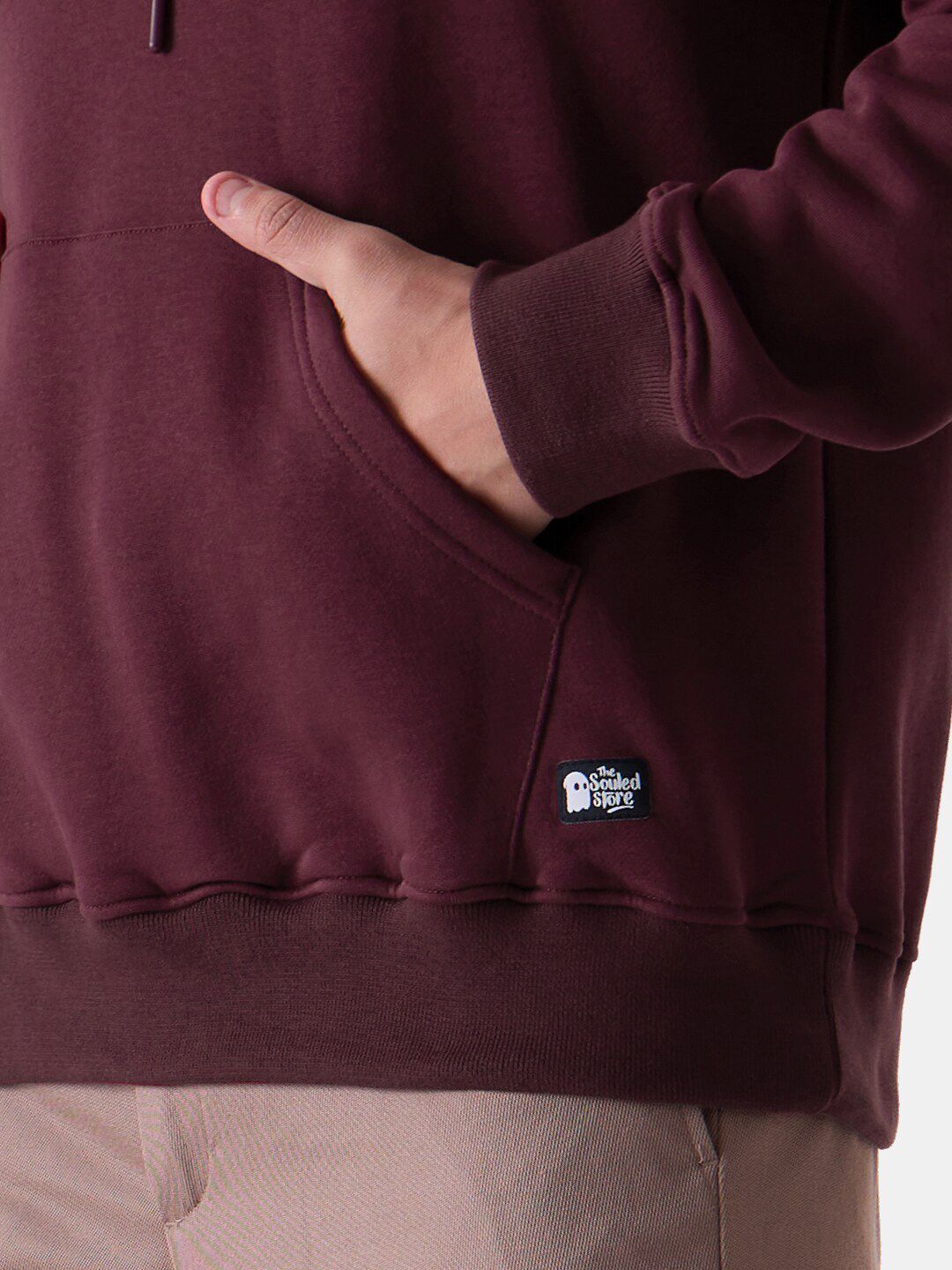 The Souled Store Burgundy Hooded Pure Cotton Sweatshirt