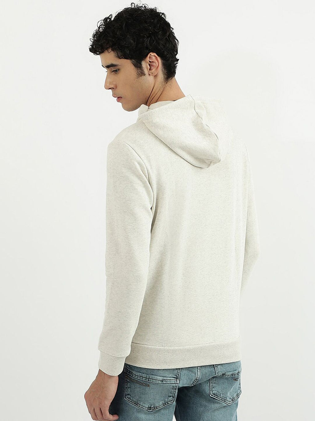  United Colors Of Benetton Men Grey Hooded Cotton Sweatshirt