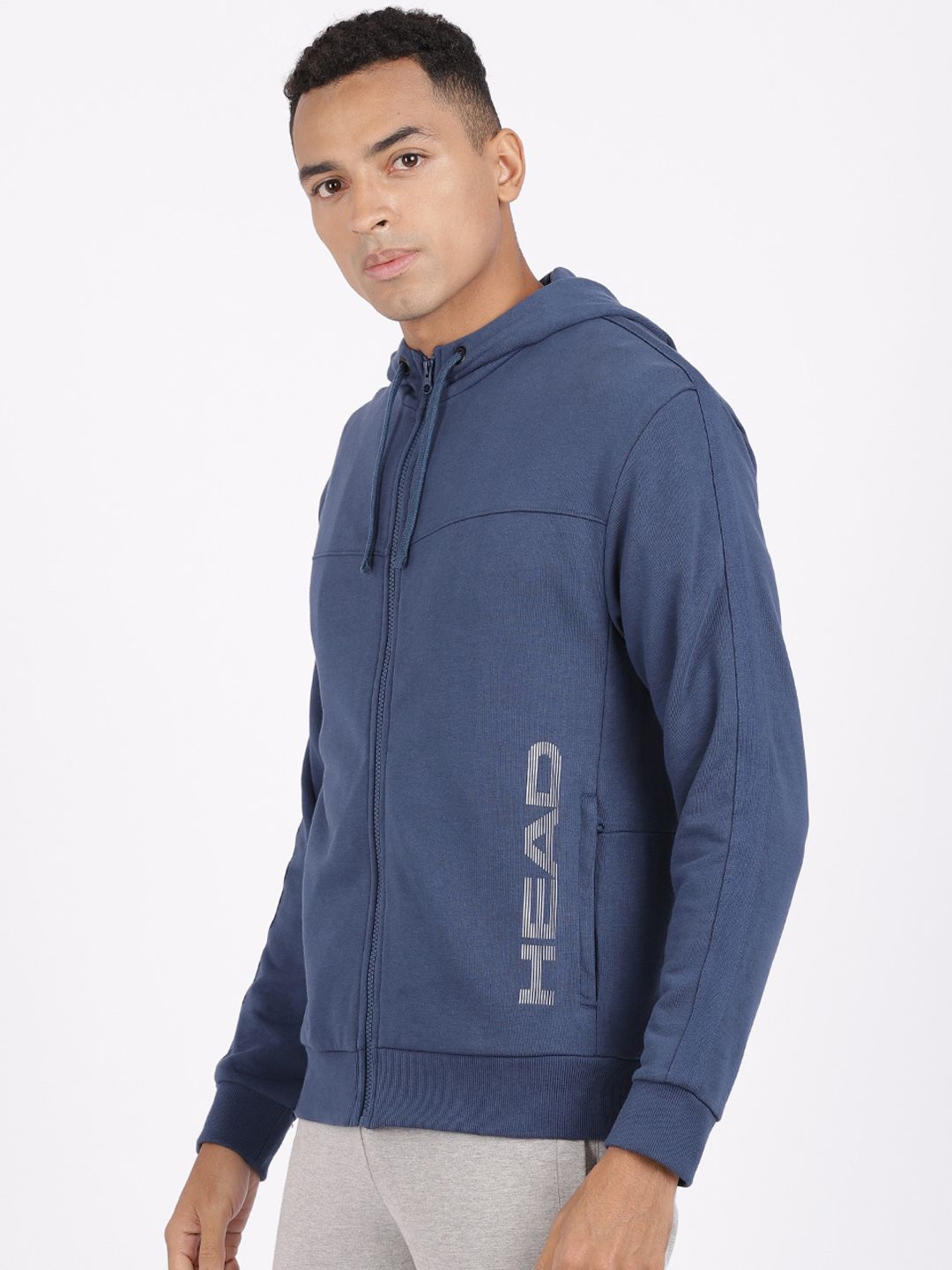  Head Men Blue Hooded Cotton Sports Sweatshirt