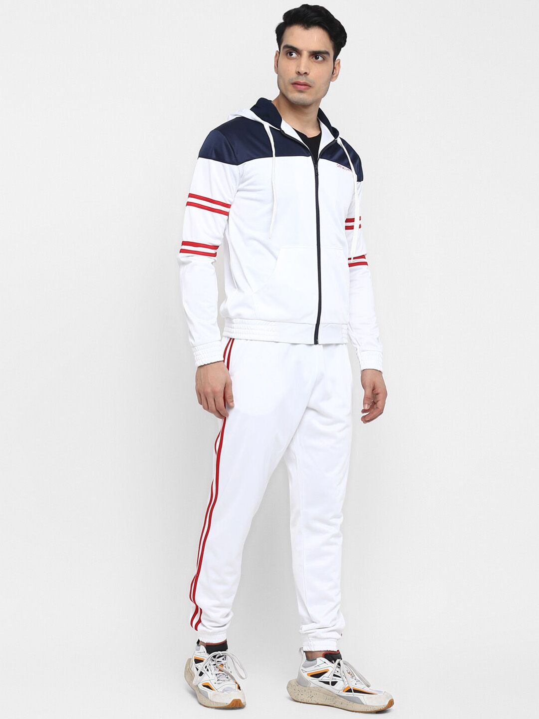  OFF LIMITS Men White & Red Colourblocked Tracksuit