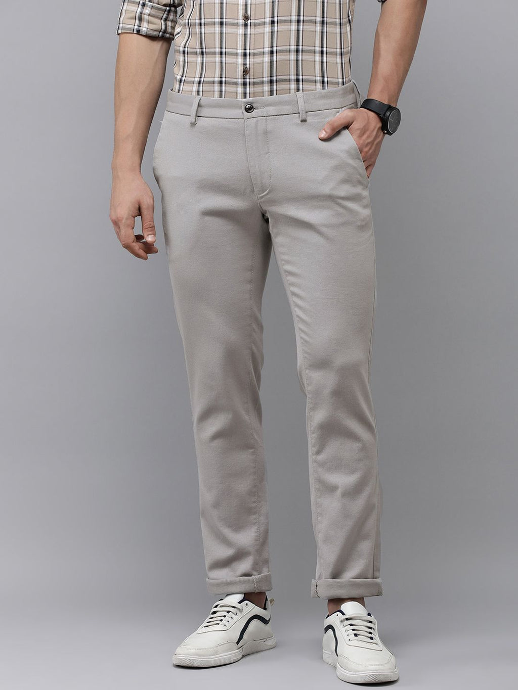  Arrow Sport Men Textured Original Slim Fit Casual Trousers