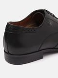  Louis Philippe Men Black Solid Leather Formal Derbys With Perforated Detail