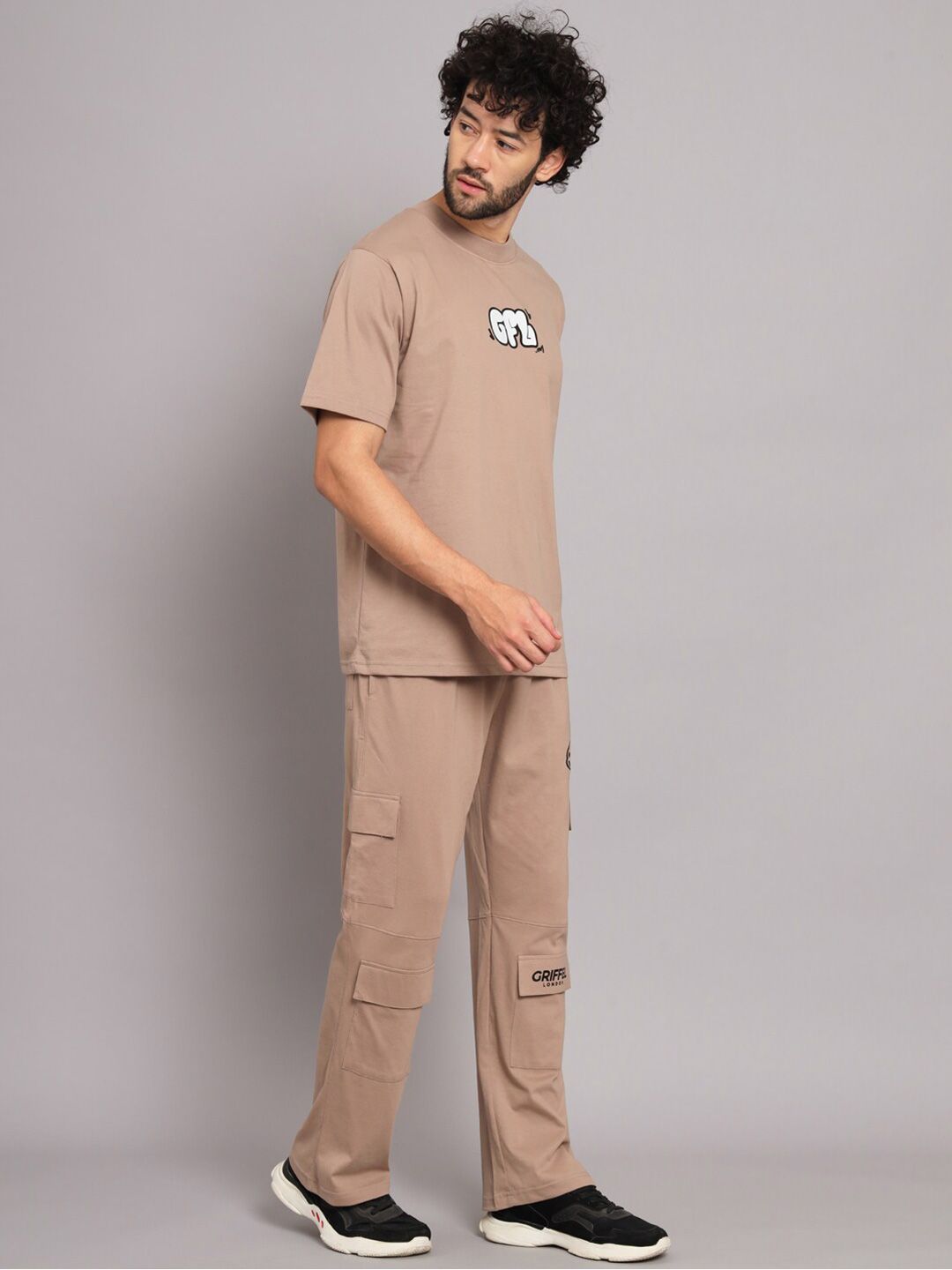  GRIFFEL Men Printed Cotton Loose Fit Track Suits