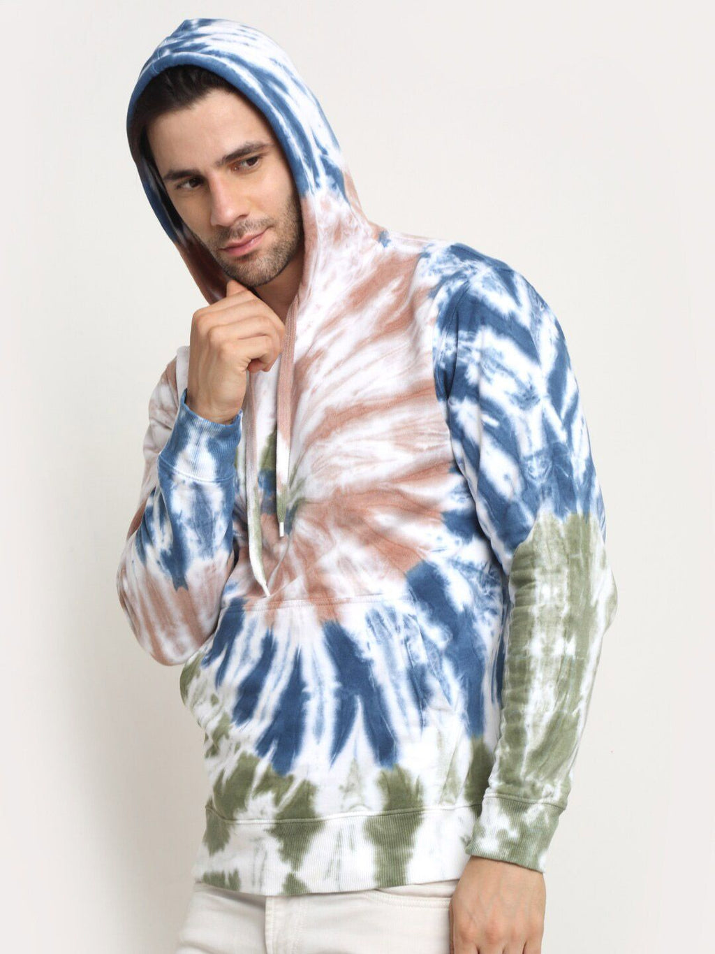  Ennoble Men Blue Printed Hooded Sweatshirt