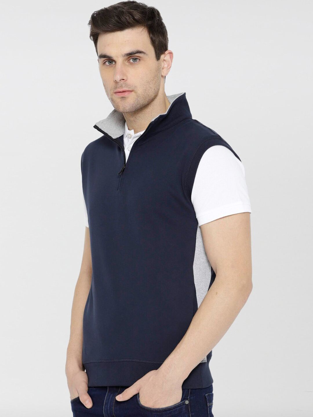  Dream Of Glory Inc Men Navy Blue Solid Sleeveless Pullover Sweatshirt