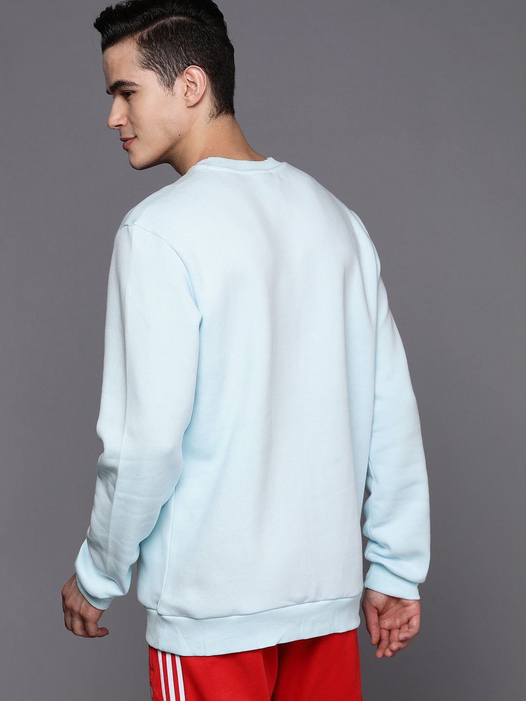  ADIDAS Men Blue & Black Brand Logo Printed Sweatshirt