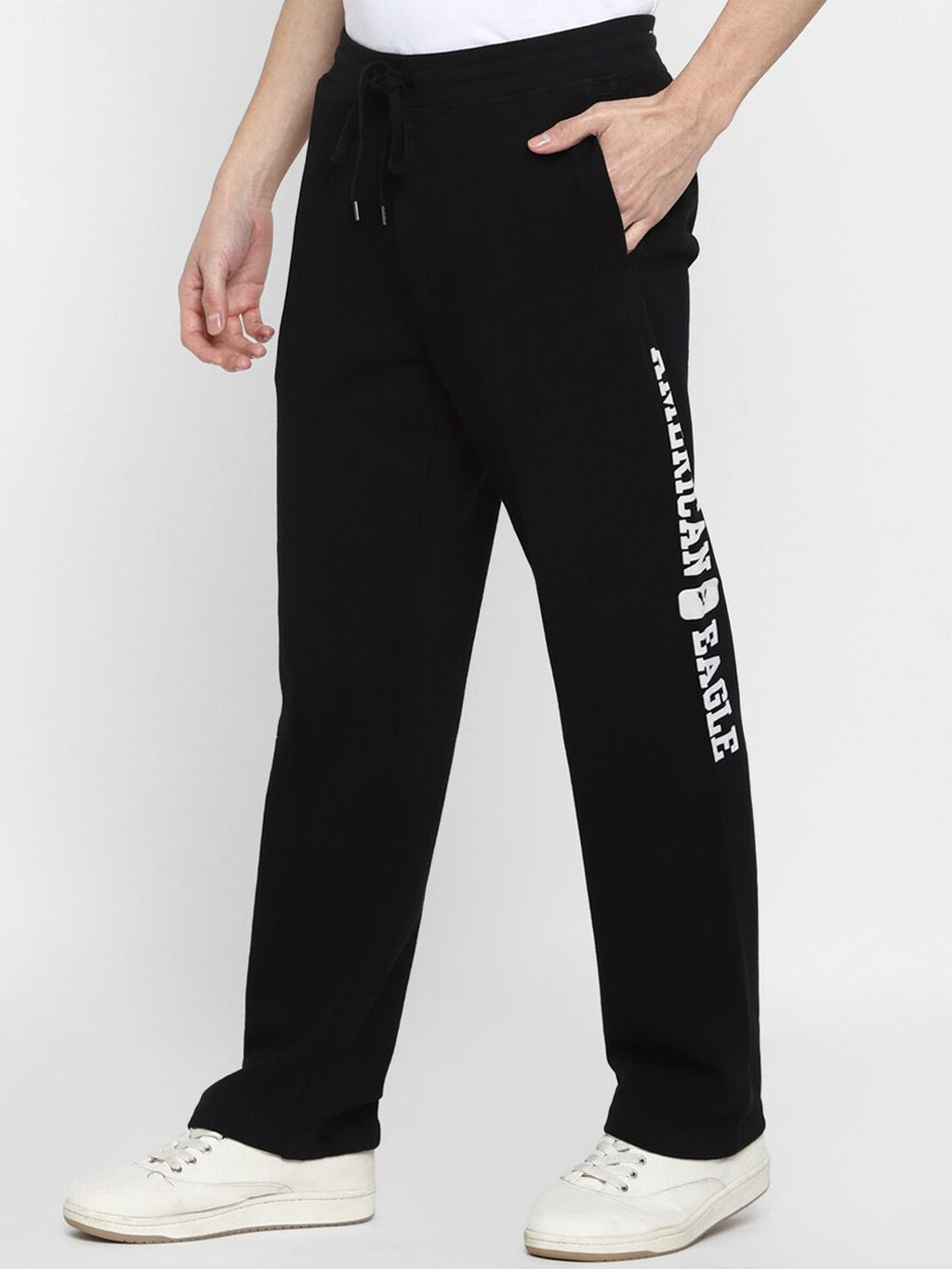  AMERICAN EAGLE OUTFITTERS Men Solid Black Cotton Track Pants
